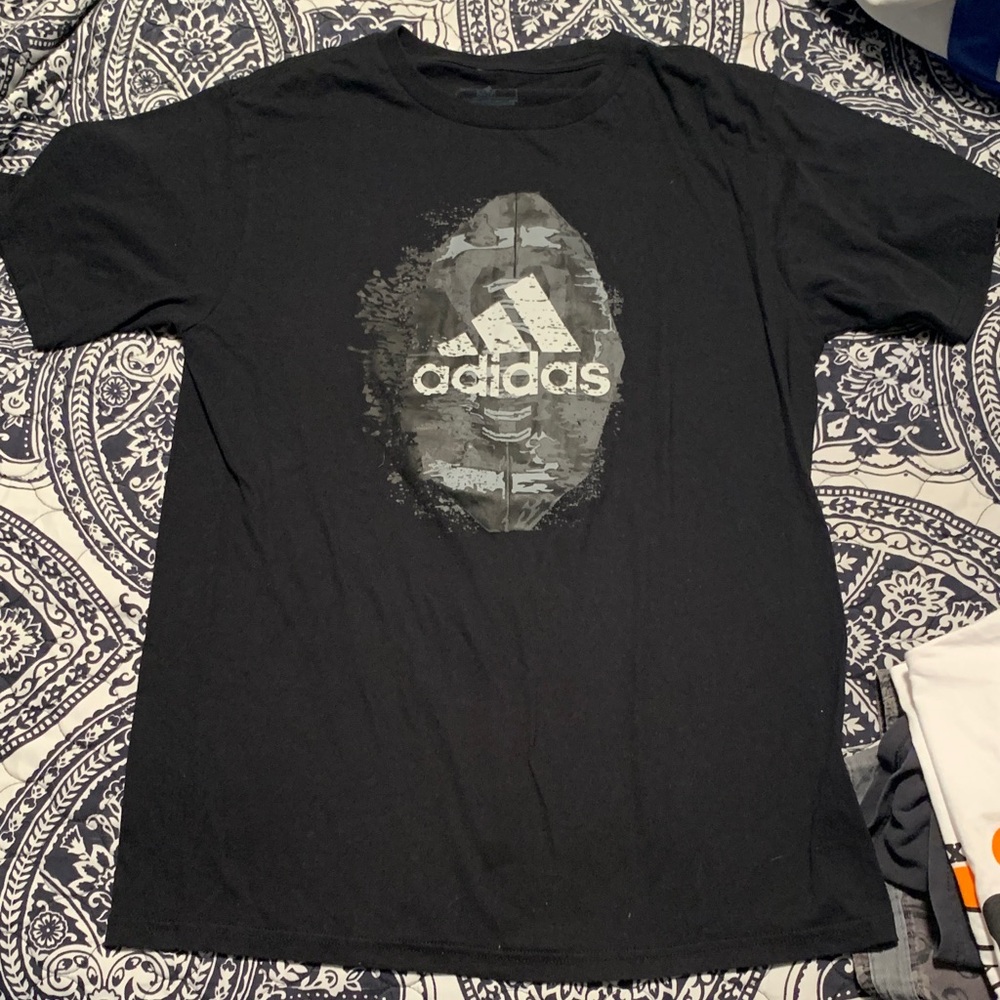 adidas Black Short-Sleeve Tee with Camo Logo